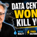 Tech Talk YouTube thumbnail featuring Dan Harley discussing AI data centers, infrastructure, water usage, and power myths with the headline “DATA CENTERS WON’T KILL YOU”.