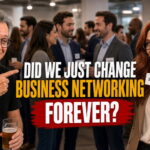 Dan Harley and Sophia testing AI business networking at a real-world networking event